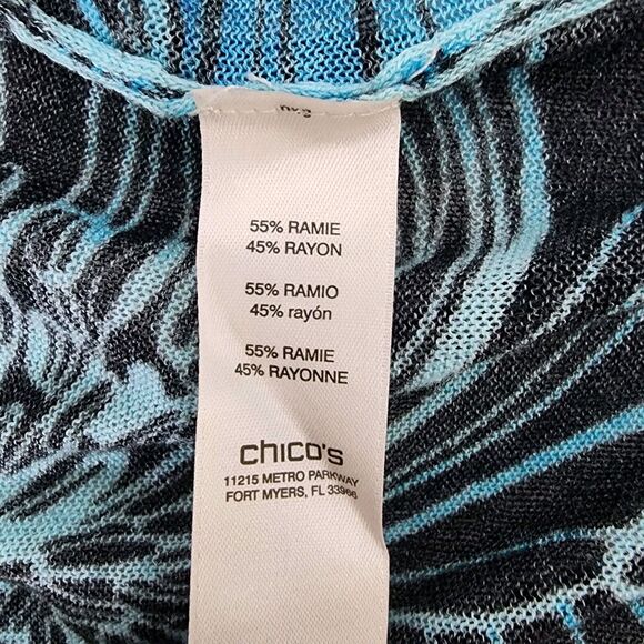 Chico's Cardigan Sweater Size 1 Medium Exploded Garden Convertible 3/4 Sleeve - Picture 10 of 11